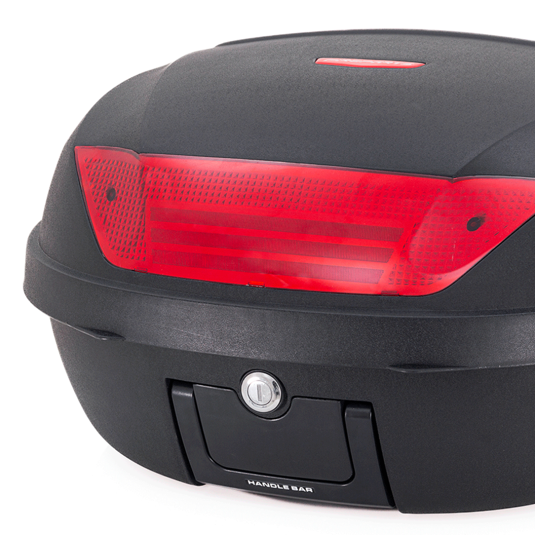 MALETA PLASTICA CROSSER CASE E65 52LITROS NEGRA-ROJA